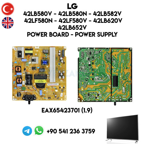 LG, EAX65423701 (1.9), EAX65423701, LGP3942-14PL1, POWER BOARD, Besleme Kartı, 42LB580V, 42LB580N, 42LB582V, 42LF580N, 42LF580V, 42LB620V, 42LB652V, Power Board